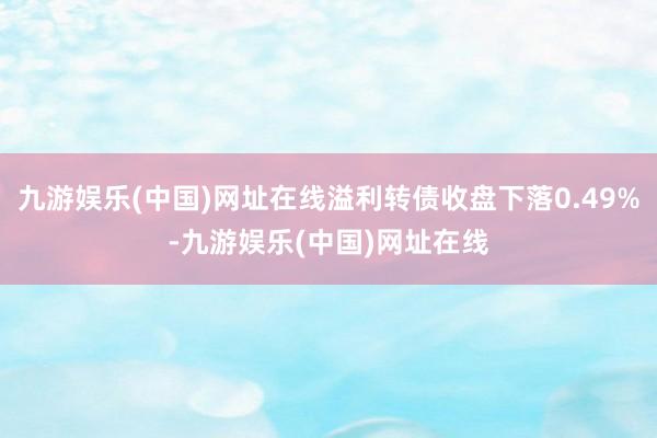 九游娱乐(中国)网址在线溢利转债收盘下落0.49%-九游娱乐(中国)网址在线