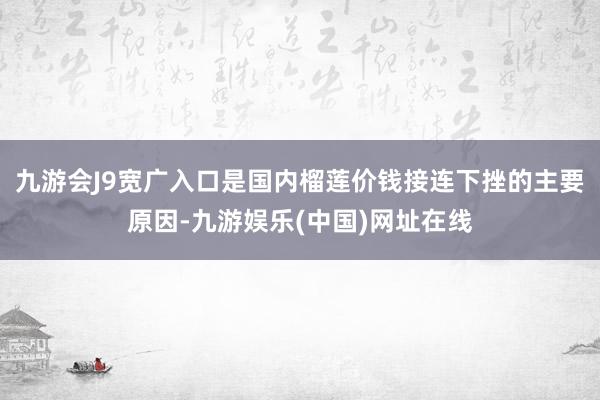 九游会J9宽广入口是国内榴莲价钱接连下挫的主要原因-九游娱乐(中国)网址在线