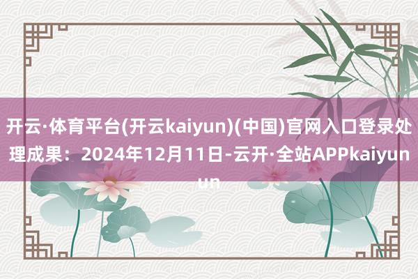 开云·体育平台(开云kaiyun)(中国)官网入口登录处理成果：2024年12月11日-云开·全站APPkaiyun